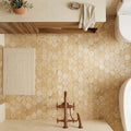 Philadelphia Travertine 2x2 Tumbled Travertine Hexagon Mosaic — Bathroom floor