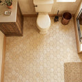 Philadelphia Travertine 2x2 Tumbled Travertine Hexagon Mosaic — Powder Room floor