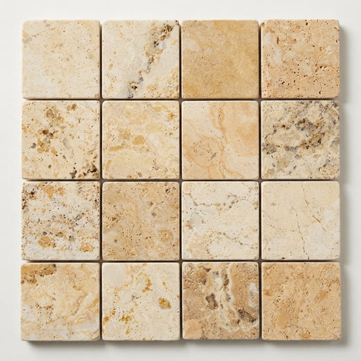 Philadelphia Travertine 2x2 Tumbled Travertine Mosaic close-up