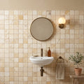 Philadelphia Travertine 2x2 Tumbled Travertine Mosaic — Powder Room wall