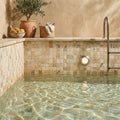 Philadelphia Travertine 2x2 Tumbled Travertine Mosaic — Swimming Pool pool interior tiling