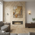 Philadelphia Travertine 24x24 Filled & Honed Travertine Tile — Living Room feature wall