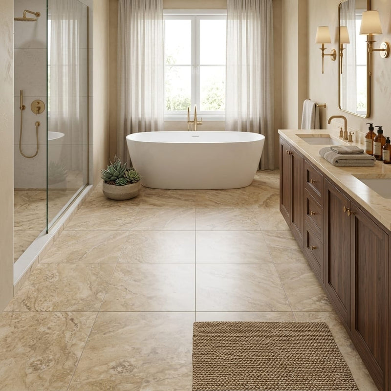 Philadelphia Travertine 24x24 Filled & Honed Travertine Tile — Primary Bath floor