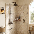 Philadelphia Travertine 3x6 Tumbled Travertine Tile — Bathroom shower wall