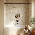 Philadelphia Travertine 3x6 Tumbled Travertine Tile — Bathroom tub surround