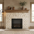 Philadelphia Travertine 3x6 Tumbled Travertine Tile — Living Room fireplace surround