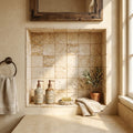 Philadelphia Travertine 4x4 Tumbled Travertine Tile — Bathroom niche