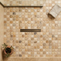 Philadelphia Travertine 5/8x5/8 Tumbled Travertine Mosaic — Bathroom shower floor