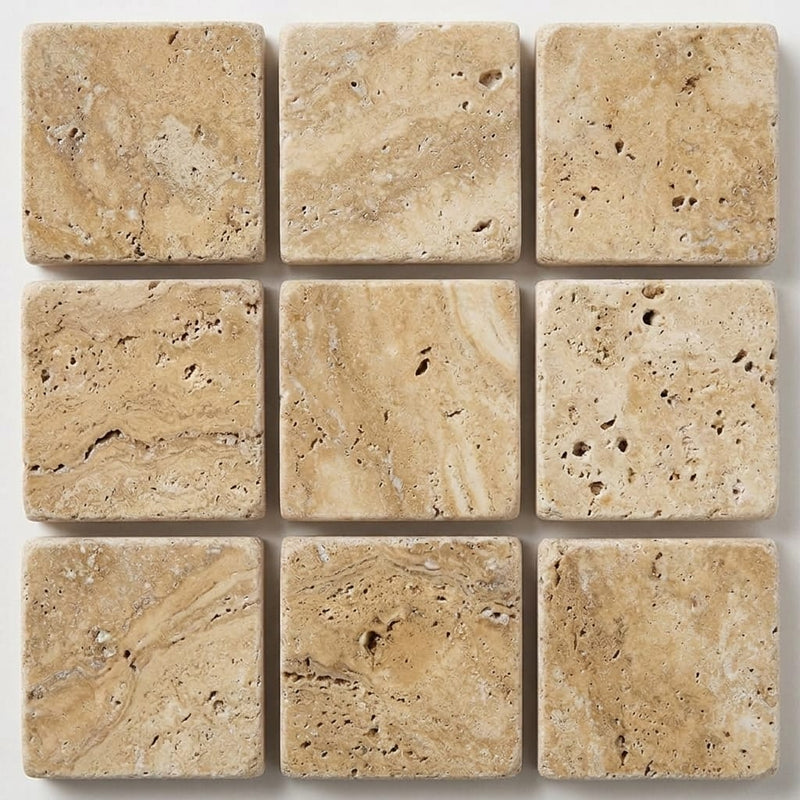 Philadelphia Travertine 5/8x5/8 Tumbled Travertine Mosaic close-up