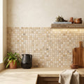 Philadelphia Travertine 5/8x5/8 Tumbled Travertine Mosaic — Kitchen backsplash