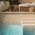 Philadelphia Travertine 5/8x5/8 Tumbled Travertine Mosaic — Swimming Pool pool interior tiling