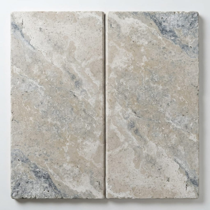 Philadelphia Travertine Coping 12x24 Tumbled 2 inch close-up