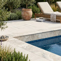 Philadelphia Travertine Coping 12x24 Tumbled 2 inch pool coping — Swimming Pool remodel pool edge