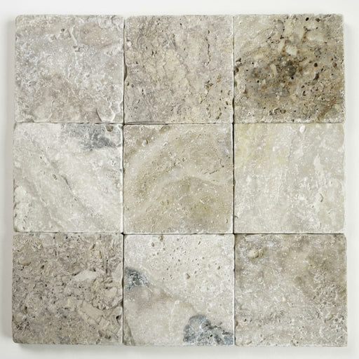 Philadelphia Travertine Paver - Tumbled, Beige, 12x12 inch close-up