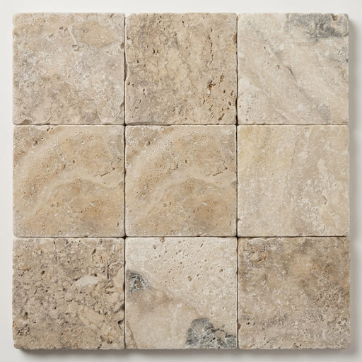 Philadelphia Travertine Paver 12x12 Tumbled 1.25 inch close-up