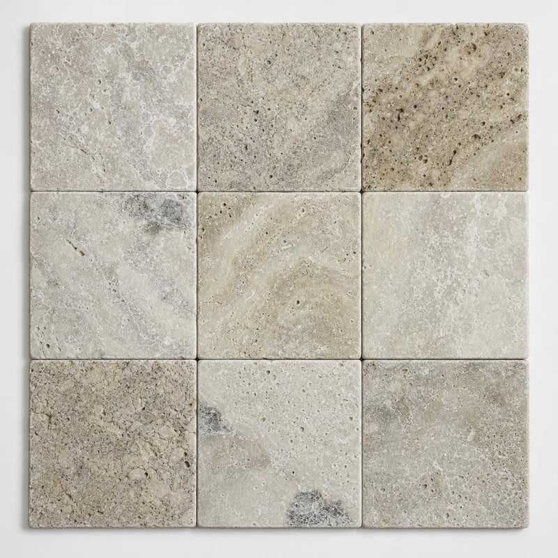 Philadelphia Travertine Paver 12x12 Tumbled 1.25 inch close-up