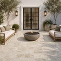 Philadelphia Travertine Paver 12x12 Tumbled 1.25 inch — Courtyard paving