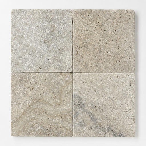 Philadelphia Travertine Paver - Tumbled Brown, 16x16 close-up