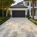 Philadelphia Travertine Paver Tumbled Beige 16x24-inch — Front Yard driveway
