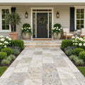 Philadelphia Travertine Paver 16x24 Tumbled 2 inch — Front Yard front porch
