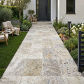 Philadelphia Travertine Paver 16x24 Tumbled 2 inch — Front Yard walkway