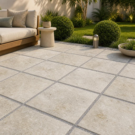 Philadelphia Travertine Paver 24x24 Tumbled 1.25 inch — Backyard patio
