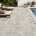 Philadelphia Travertine Paver 24x24 Tumbled 1.25 inch — Backyard pool deck
