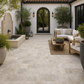 Philadelphia Travertine Paver 6x12 Tumbled 1.25 inch — Courtyard paving