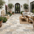 Philadelphia Travertine Paver 6x12 Tumbled 1.25 inch — Courtyard paving