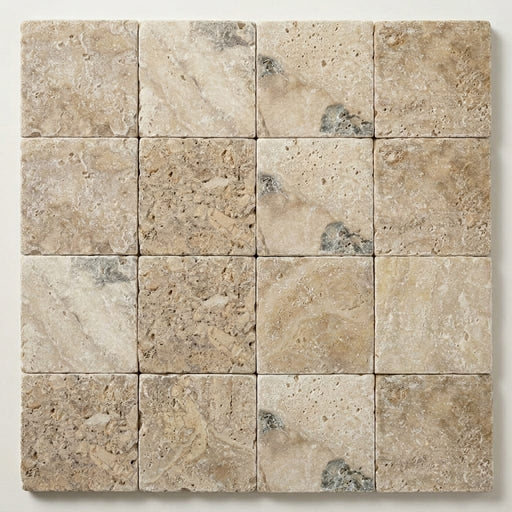 Philadelphia Travertine Paver 6x6 Tumbled 1.25 inch close-up