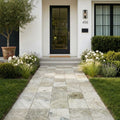 Philadelphia Travertine Paver 6x6 Tumbled 1.25 inch — Front Yard walkway