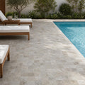 Philadelphia Travertine Paver 6x6 Tumbled 1.25 inch — Backyard pool deck