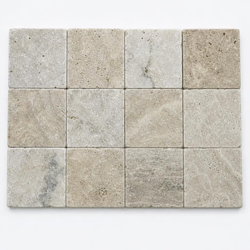Philadelphia Travertine Paver 6x6 Tumbled 1.25 inch close-up