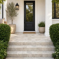 Philadelphia Travertine Paver 6x6 Tumbled 1.25 inch — Front Yard front porch