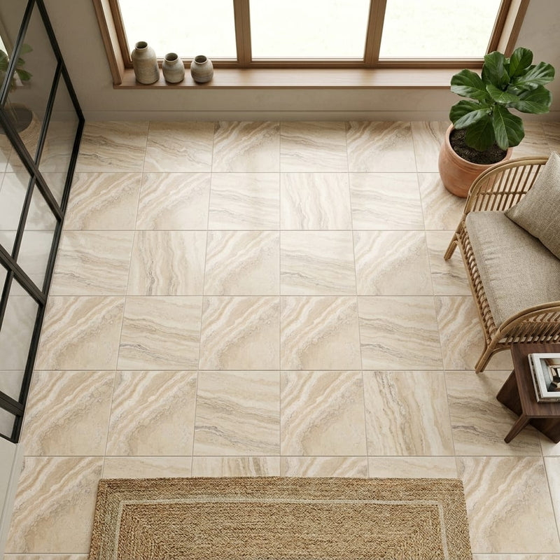 Philadelphia Travertine Tile 12x12 Filled, Honed — Sunroom floor