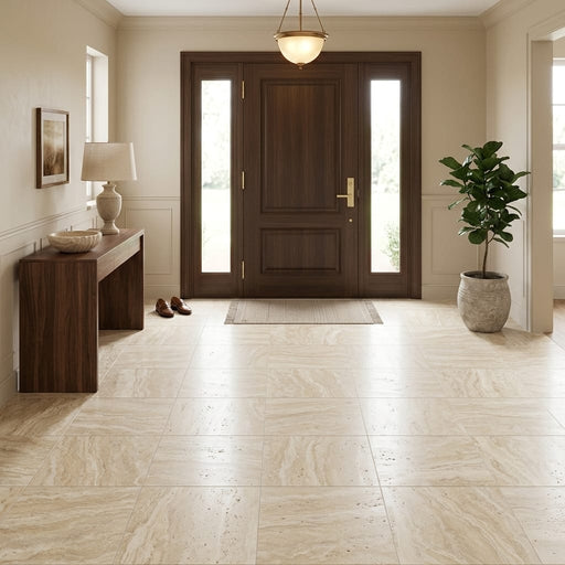 Philadelphia Travertine Tile 18x18 Filled, Honed — Foyer floor