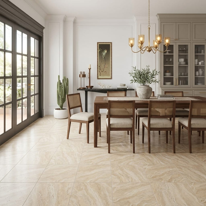 Philadelphia Travertine Tile 18x18 Filled, Honed — Living Room floor