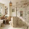 Philadelphia Travertine Tile 4x4 Tumbled — Bathroom shower wall accent band