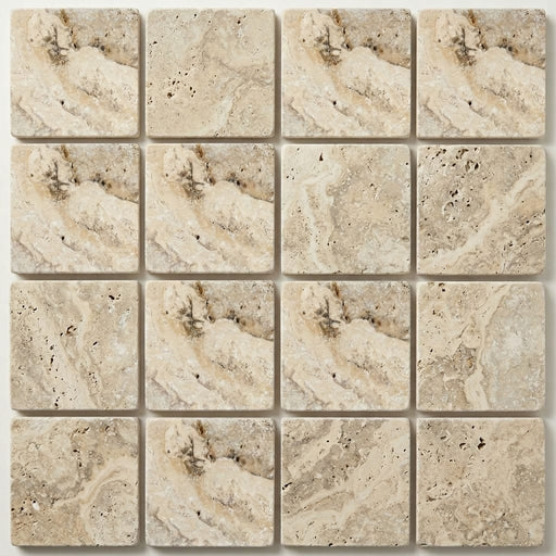 Philadelphia Travertine Tile 4x4 Tumbled close-up
