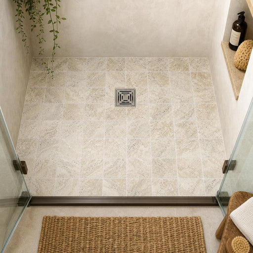 Philadelphia Travertine Tile 6x6 Tumbled — Bathroom shower floor