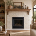 Philadelphia Travertine Tile 6x6 Tumbled — Living Room fireplace surround