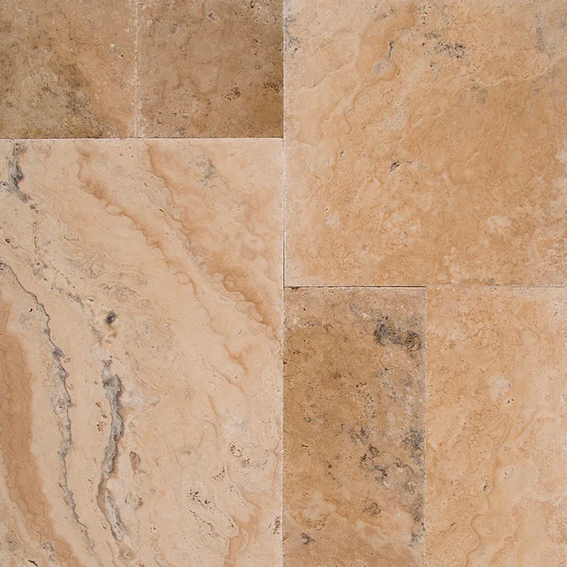 Philadelphia Versailles Pattern Honed-Unfilled-Chipped-Brushed Travertine Tile