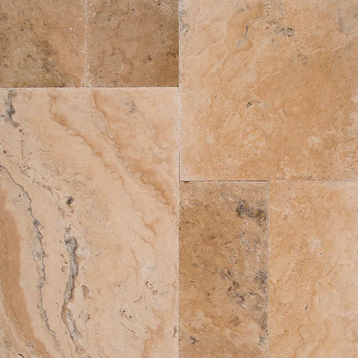 Philadelphia Versailles Pattern Honed-Unfilled-Chipped-Brushed Travertine Tile