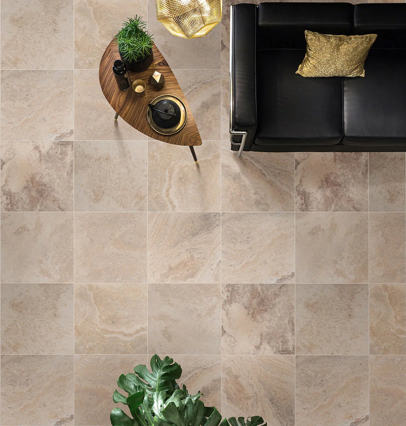 Philadelphia Versailles Pattern Honed-Unfilled-Chipped-Brushed Travertine Tile