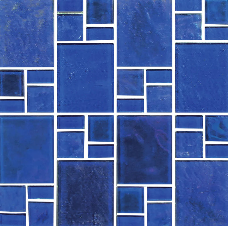 Piazza Cobalt Random Glass Mosaic Tile
