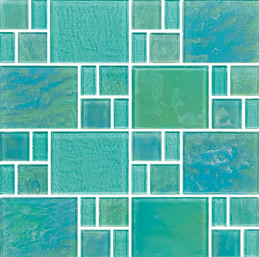 Random Tile Green Piazza Green Random Glass Mosaic Tile — Solidshape