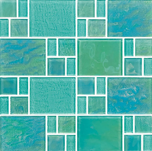 Piazza Green Random Glass Mosaic Tile