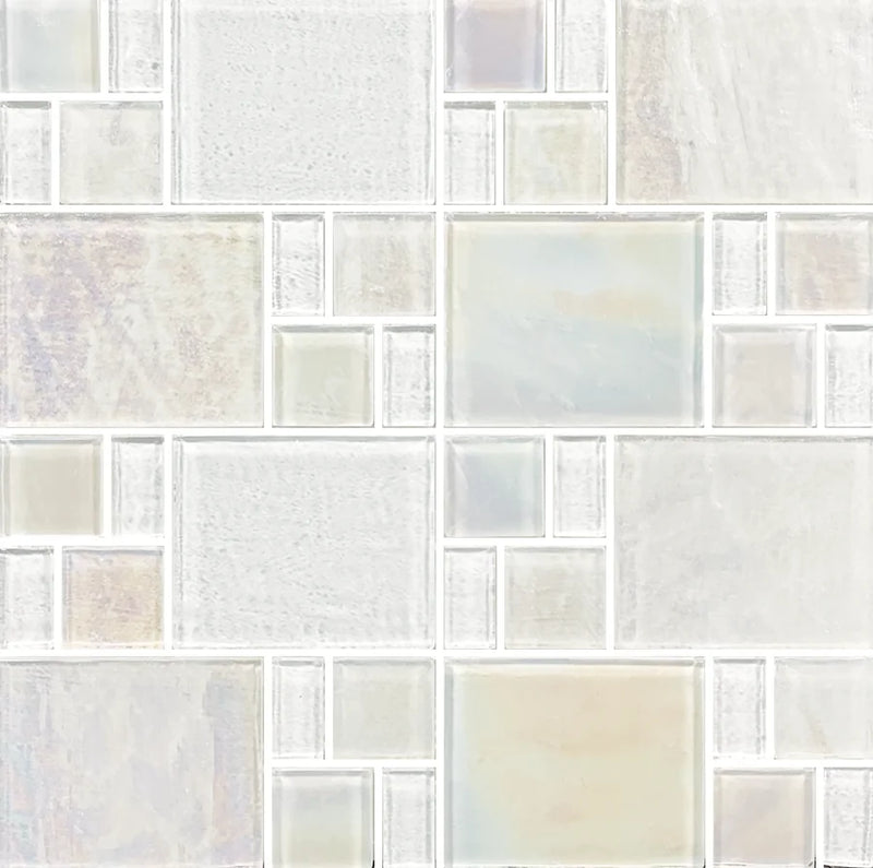 Piazza White Random Glass Mosaic Tile