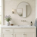 Piedra Caliza Limestone Tile 12x24 Leathered — Bathroom vanity wall