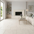 Piedra Caliza Limestone Tile 12x24 Leathered — Living Room floor